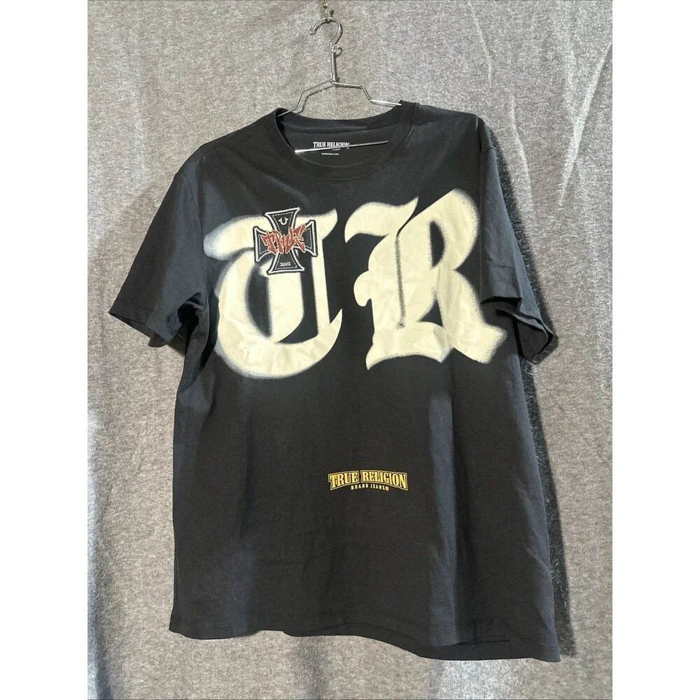 Vintage True Religion Black Graphic Cross 2002 Embroidered T Shirt Men’s XXL